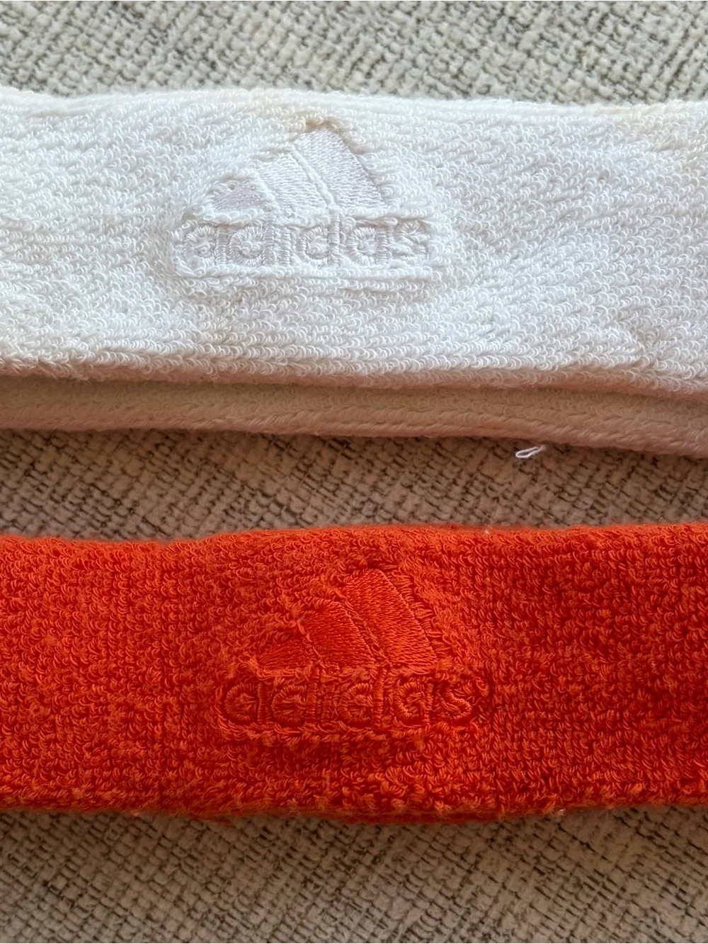 adidas Terry NY Knicks Sweatbands — White and Orange with Blue/Black logo